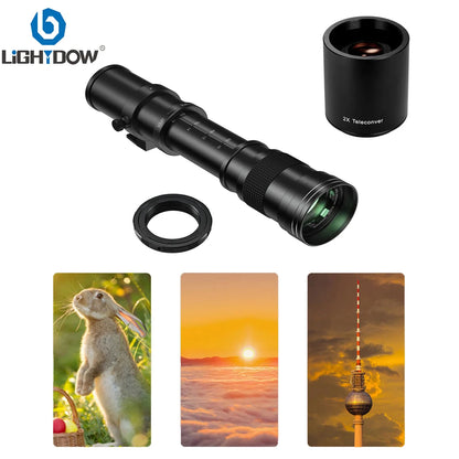 Camera Lens | Lightdow 420-800mm F8.3 Manual Telephoto Zoom Lens With 2X Converter for Canon Nikon Sony Pentax Fujifilm Cameras