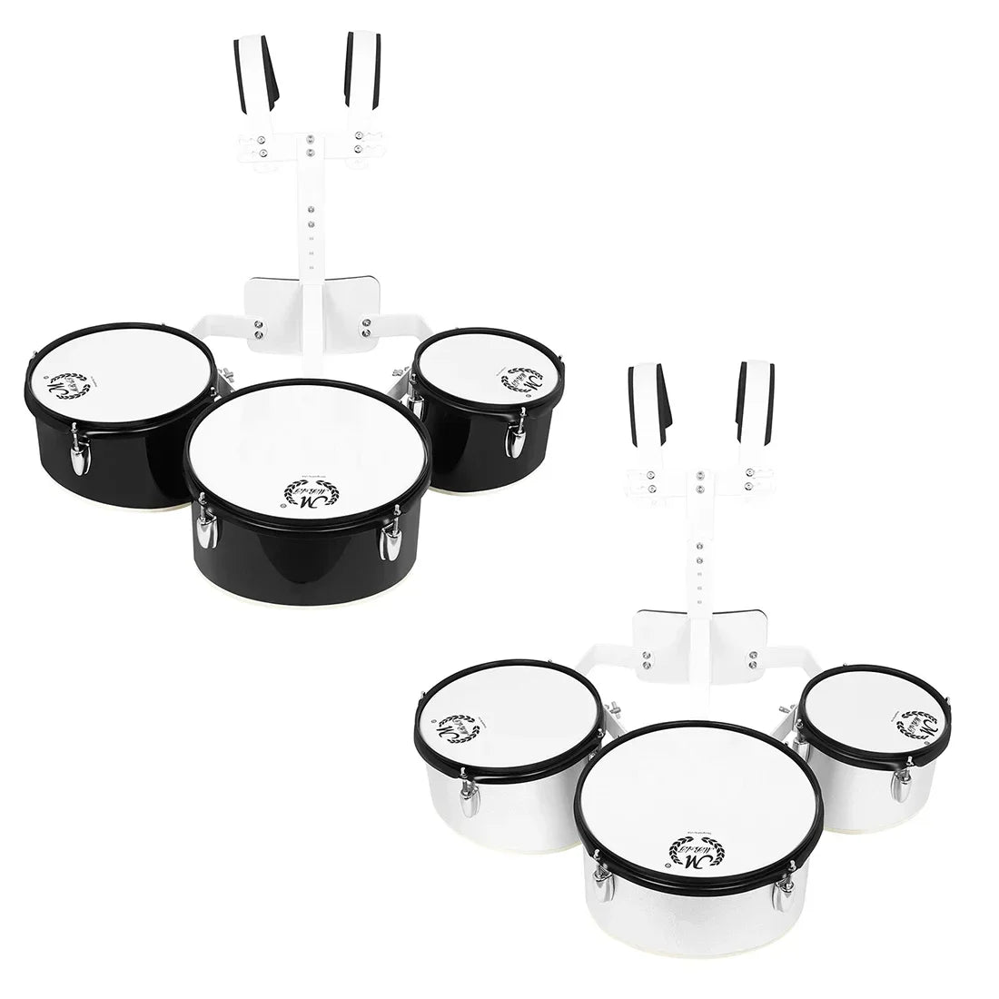 M MBAT Silvery Marching Triple Drum Band | Polyphonic Drum Back-rack - Marching Drum