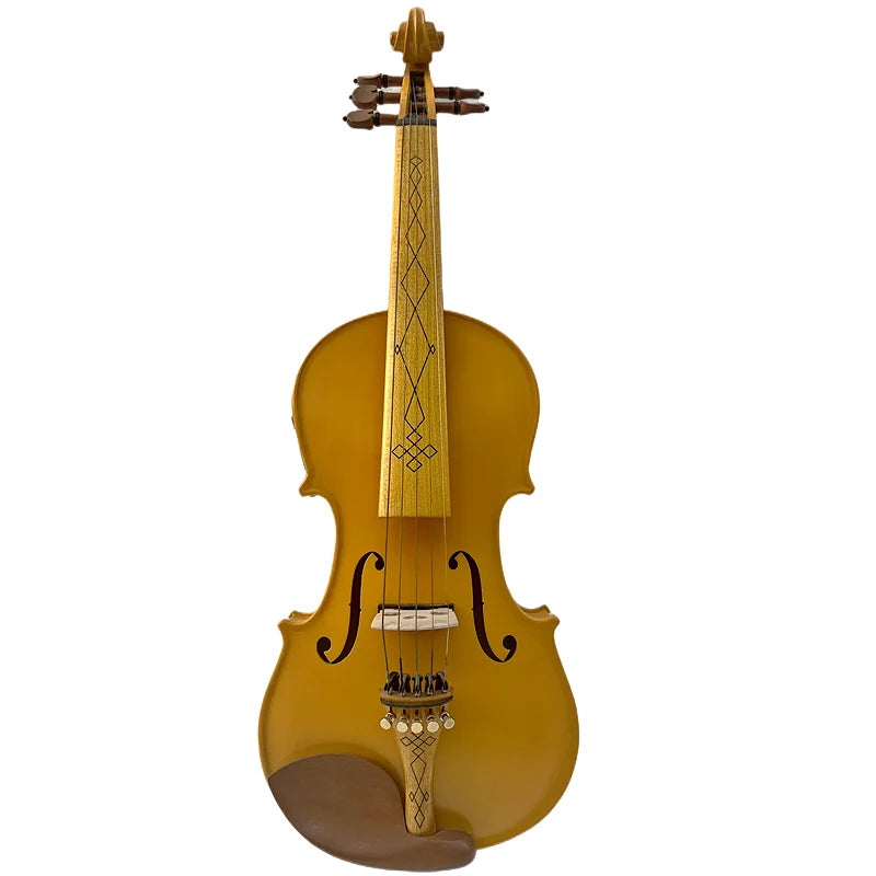 Handmade 5 strings Yellow Maple Wood Violin Fiddle -  4/4 Electric/Acoustic