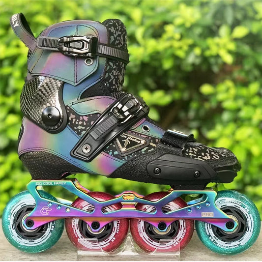 Professional Carbon Fiber Adult Inline Skates – Slalom Roller Blades with Carbon Cuff for Freestyle & Urban Skating