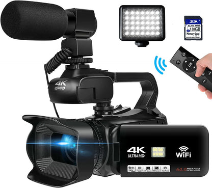 WIFI Camcorder | 4K Video Camera 64MP 60FPS HD Auto Focus, 4.0" Touch Screen 18X Zoom | Vlogging/ Live Streaming