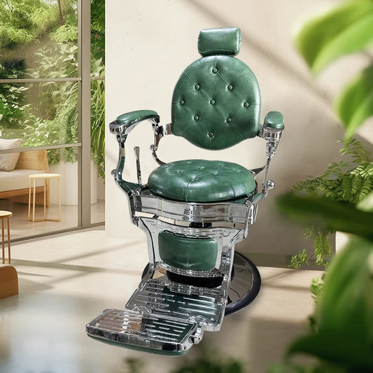 Keyunshi Green Vintage Barber Chair Professional Adjustable Swivel Salon Chair for Home Barber Shop