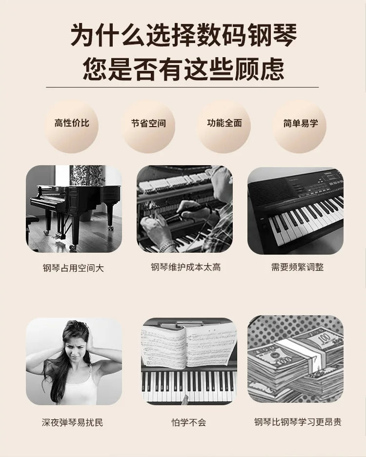 Professional Smart Grand Piano 88-key Heavy Hammer Home Upright | Children/Adult