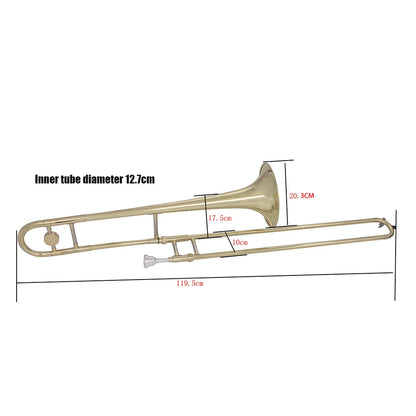 SLADE Bb Flat Gold Brass Plated Alto Trombone - Instrument with Mouthpiece Gloves Cleaning kit Beginner Students