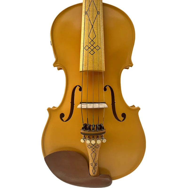 Handmade 5 strings Yellow Maple Wood Violin Fiddle -  4/4 Electric/Acoustic