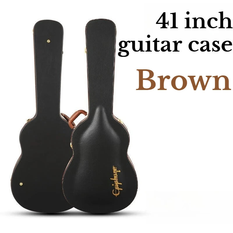 42 Inch Leather Guitar Case Portable Shockproof Stress-proof Convex Surface Hard Guitar Box Musical Instrument Accessories