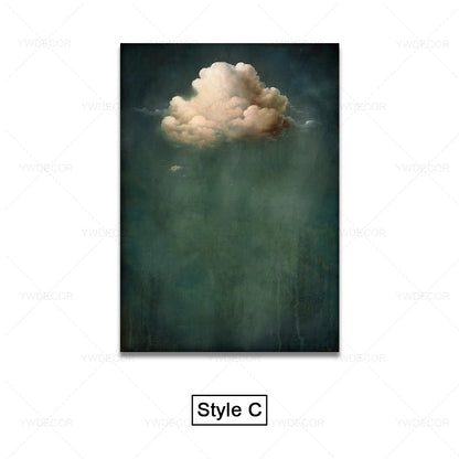 Minimalist Night Sky Blue Cloud Canvas Posters Wall Art