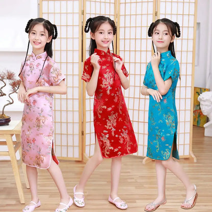 Girls Traditional Chinese Satin Dress