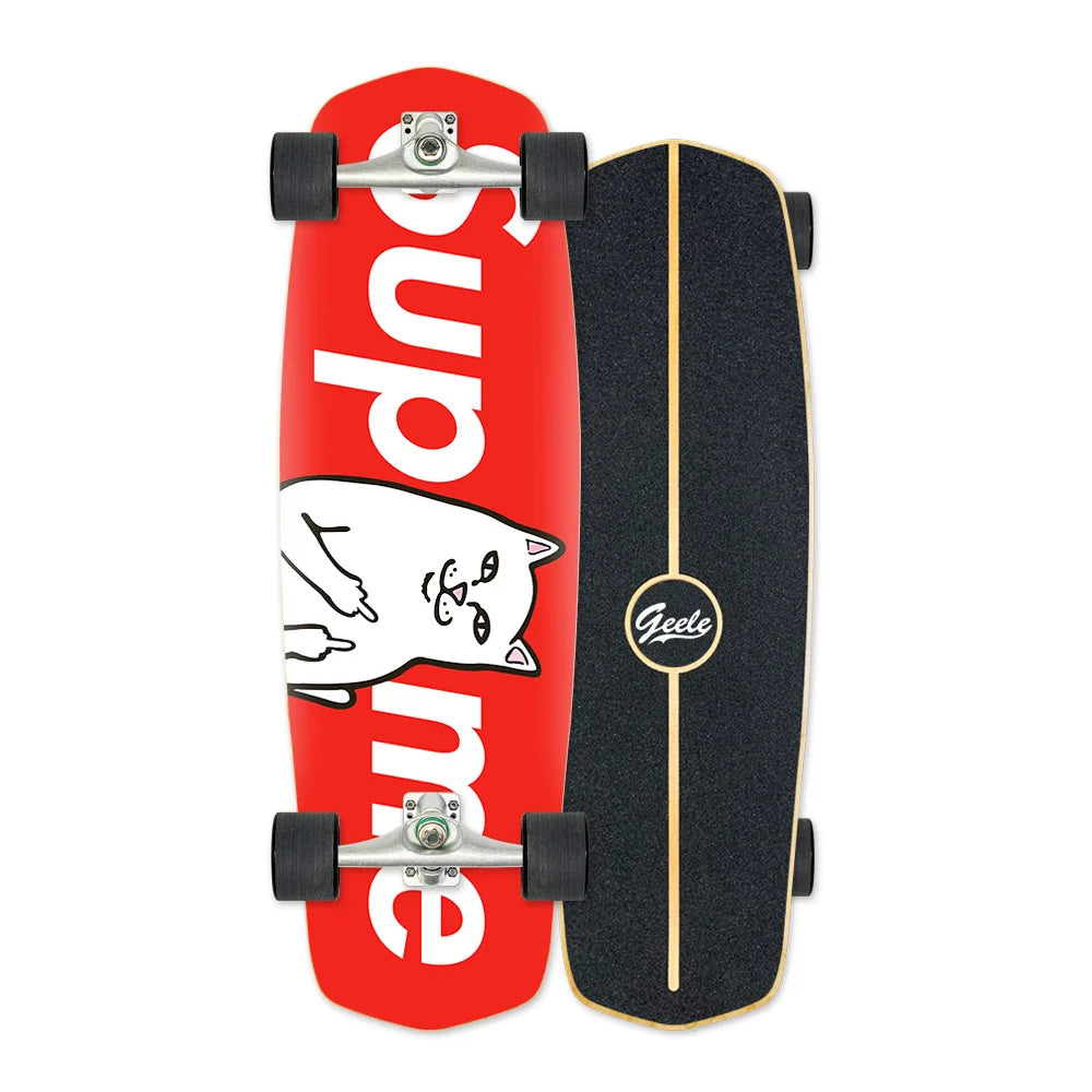 CX4 Land Surfboard Surfskate, Pedal-Free Surf Training Skateboard for Beginners