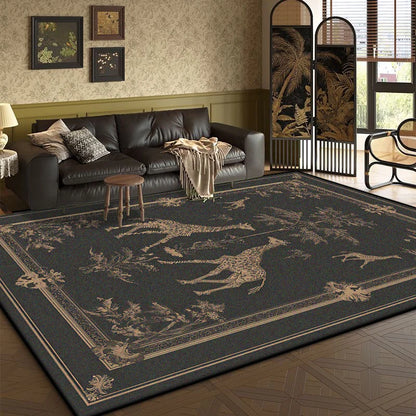 Bohemian Retro Style Living Room Carpet Animal Luxury American Fluffy Tea Table Rug Bedroom Bed End Anti-slip Large Area Mat