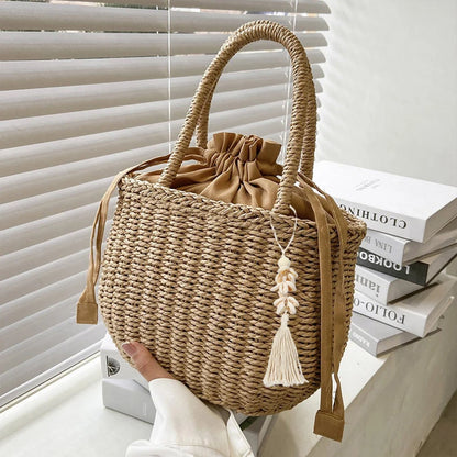 Women's Rattan Basket Beach Bag