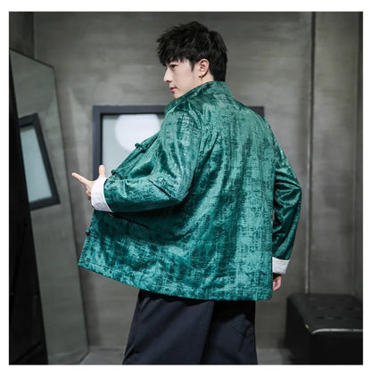 Men's Traditional Casual Hanfu Style Velvet Jacket