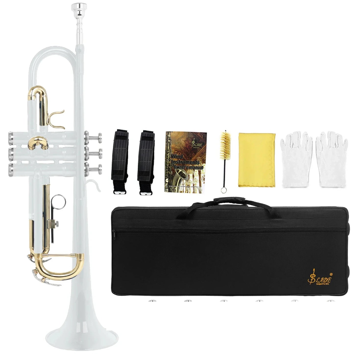 SLADE Bb Trumpet Brass body Gold-Plated B Flat Trumpet  Performance Beginners Brass Musical Instrument With Accessories & Parts