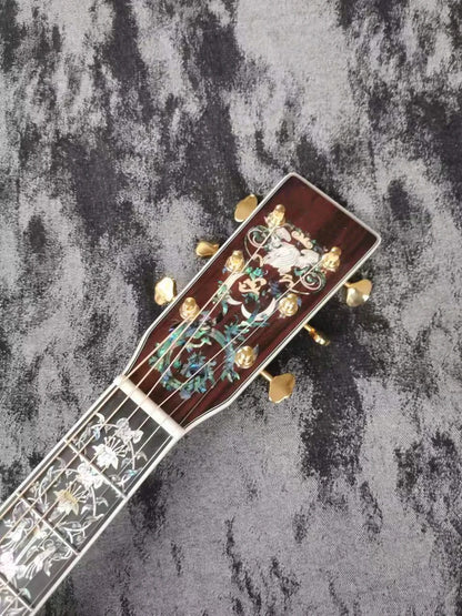 41" D100 Solid Wood with Abalone Inlay, glossy Acoustic Guitar