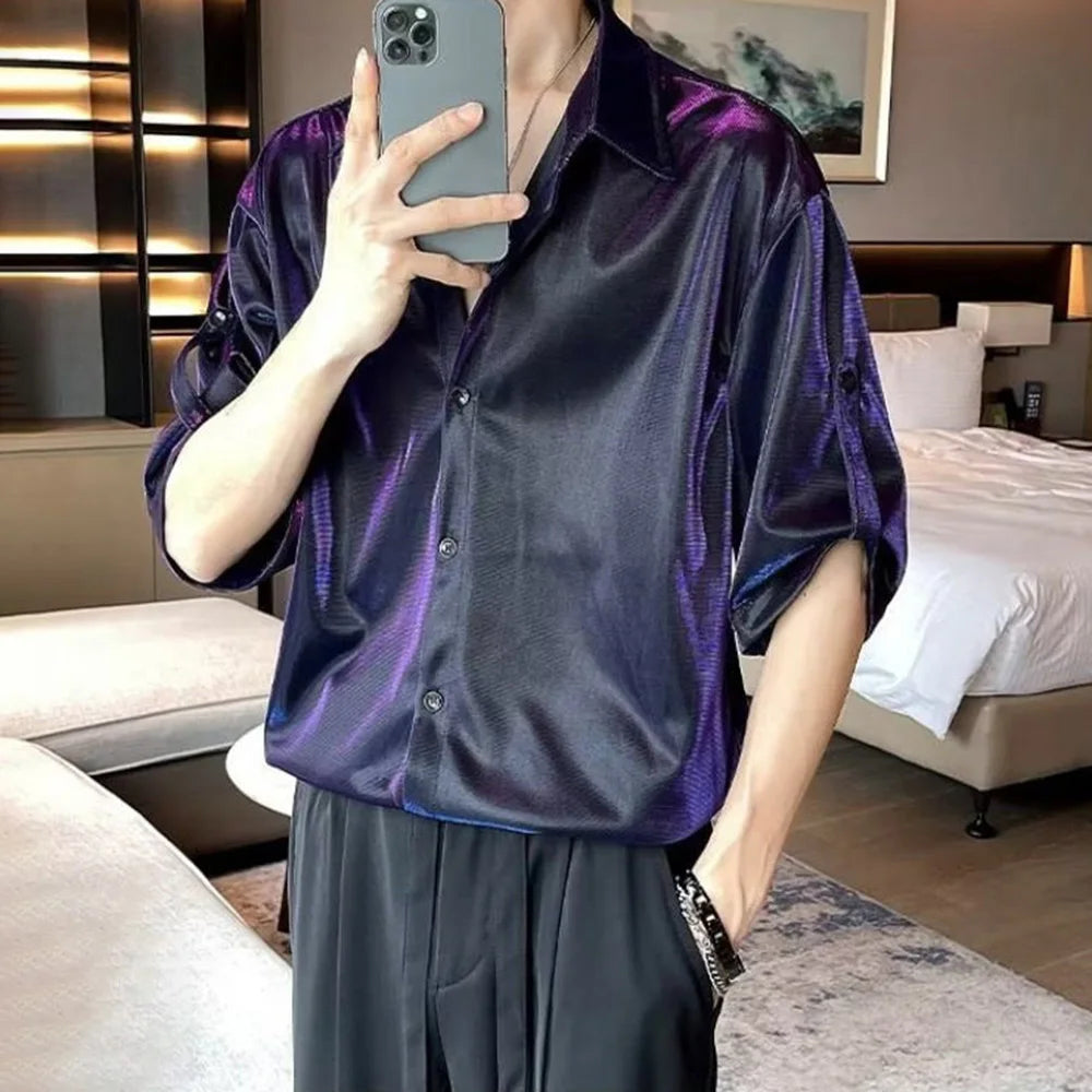 Men Satin Metallic Shirt