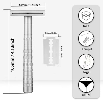 30° Angled Precision Double Edge Safety Razor with 5 Spare Blades