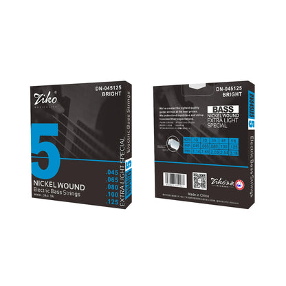 ZIKO  4/5/6  Carbon Steel Hexagonal Alloy Electric Bass Strings - 5/10 Set