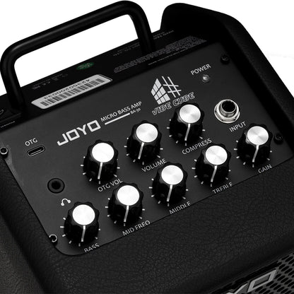 JOYO BA-30 VIBE CUBE Micro Bass Amp 30W Dynamic Power 200Hz-2000Hz Mid Freq Control OTG Bass Amp for Live Stream & Outdoors