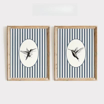 Retro Hummingbird Canvas Prints - 2pcs/set
