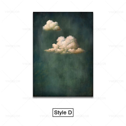 Minimalist Night Sky Blue Cloud Canvas Posters Wall Art