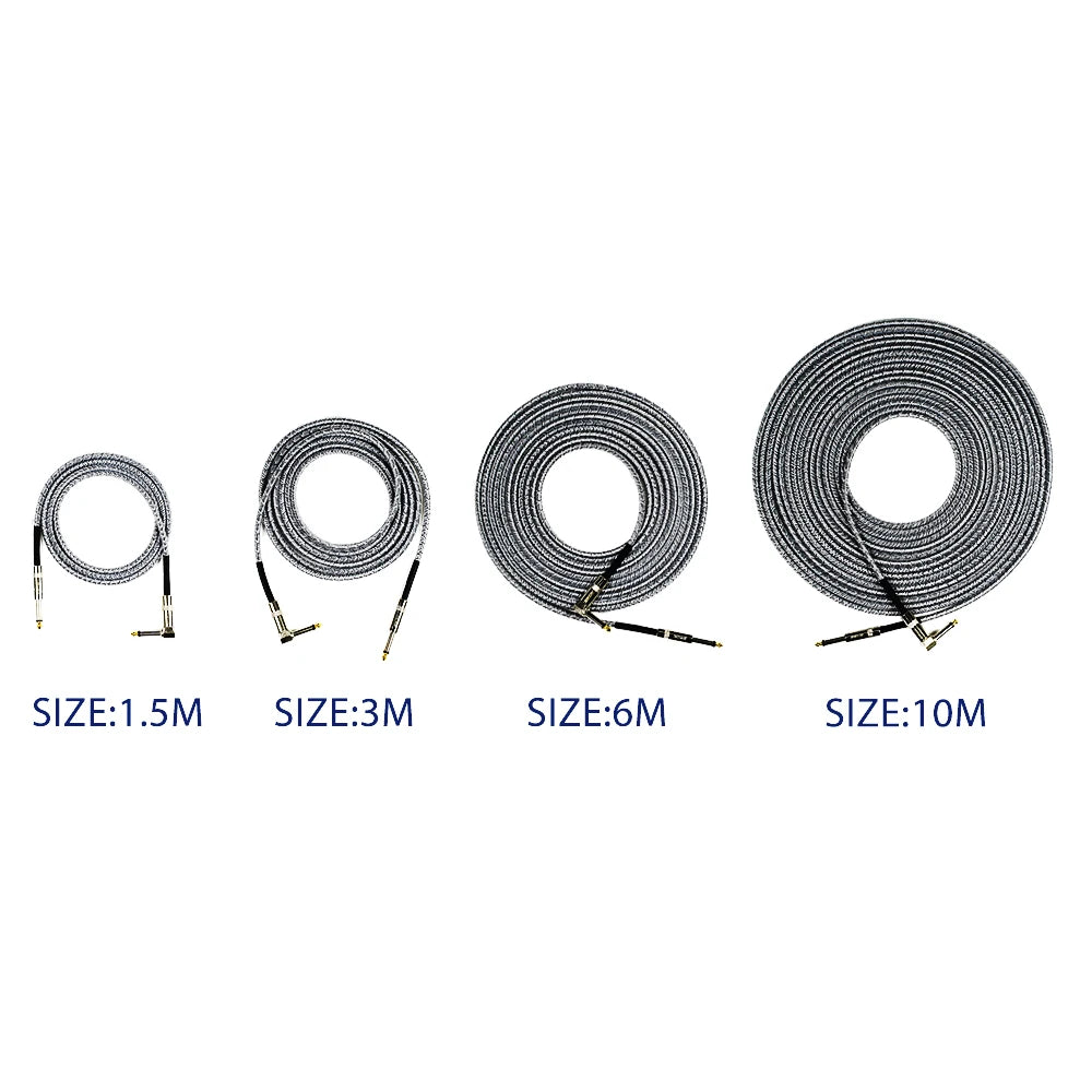 EROK 1.5/3/6/10M  Universal Anti-Noise Braided Guitar Audio Cables Line 6.35mm - Male to Male | Line Pedal Guitar Bass