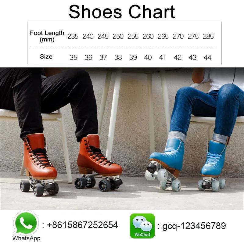 Luxury Leather Quad Roller Skates with  Aluminium Alloy Frame  - Indoor Dance  Skate