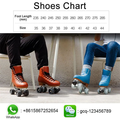 Luxury Leather Quad Roller Skates with  Aluminium Alloy Frame  - Indoor Dance  Skate