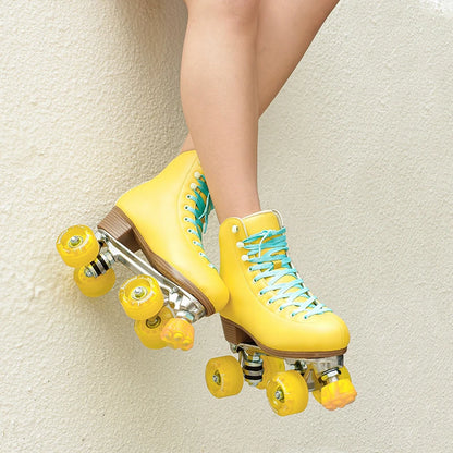 Luxury Leather Quad Roller Skates with  Aluminium Alloy Frame  - Indoor Dance  Skate