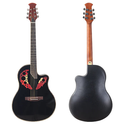 41" Round Back Electric Acoustic Guitar Cutaway Design - Folk Style