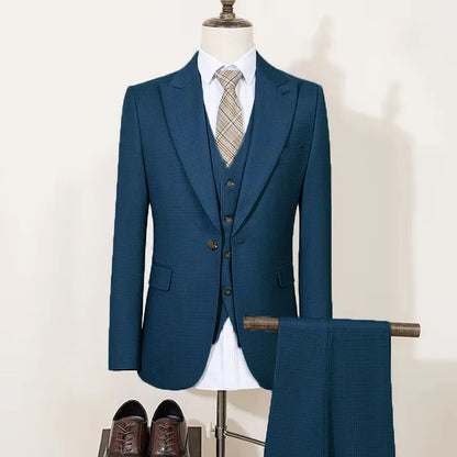 High Quality Men's Suit Spring Autumn Slim Fit Formal Wedding Business Office Men's Blazers（jacket+Vest+Pants）Groom's Tuxedos