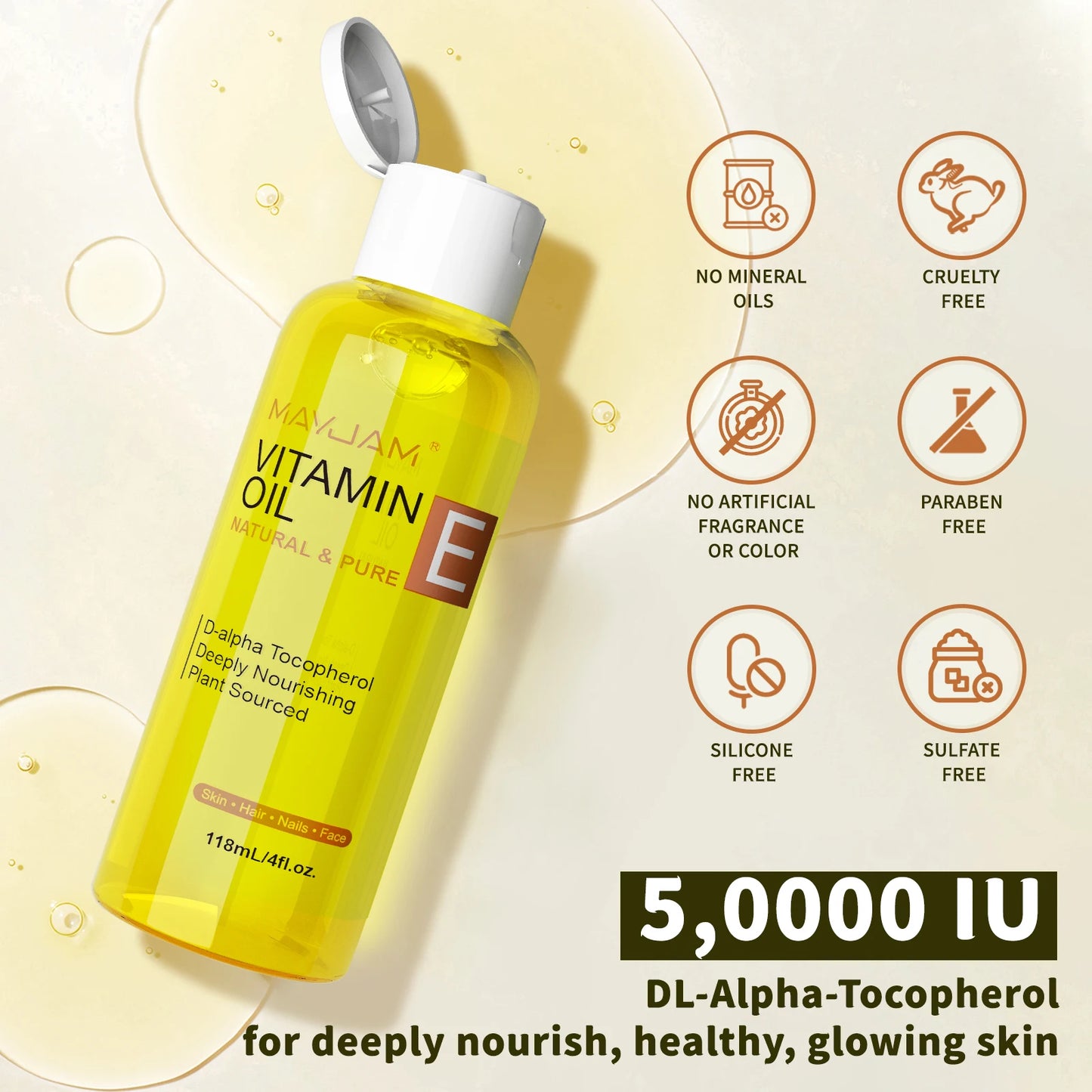 MAYJAM Natural & Pure Vitamin E Oil Skincare - 118ml 236ml