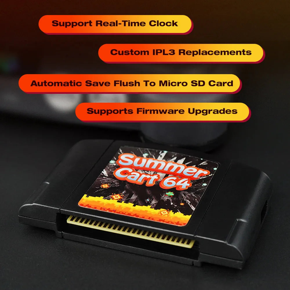 5400 In 1 SummerCart 64 Game Card For N64 - Retro Game Cartridge With 32GB TF Card (No Region Restriction)