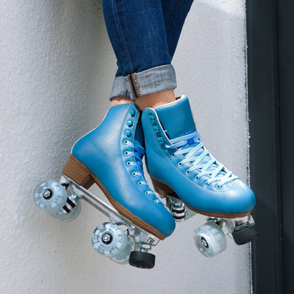 Luxury Leather Quad Roller Skates with  Aluminium Alloy Frame  - Indoor Dance  Skate
