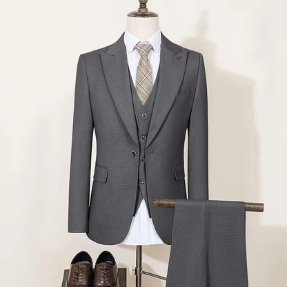 High Quality Men's Suit Spring Autumn Slim Fit Formal Wedding Business Office Men's Blazers（jacket+Vest+Pants）Groom's Tuxedos