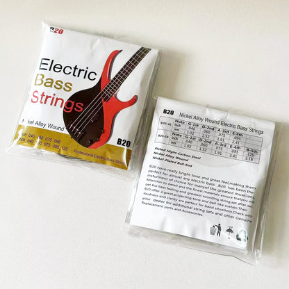 B20 Nickel Alloy Wound Electric Bass Strings Set - (40-95/40-125)