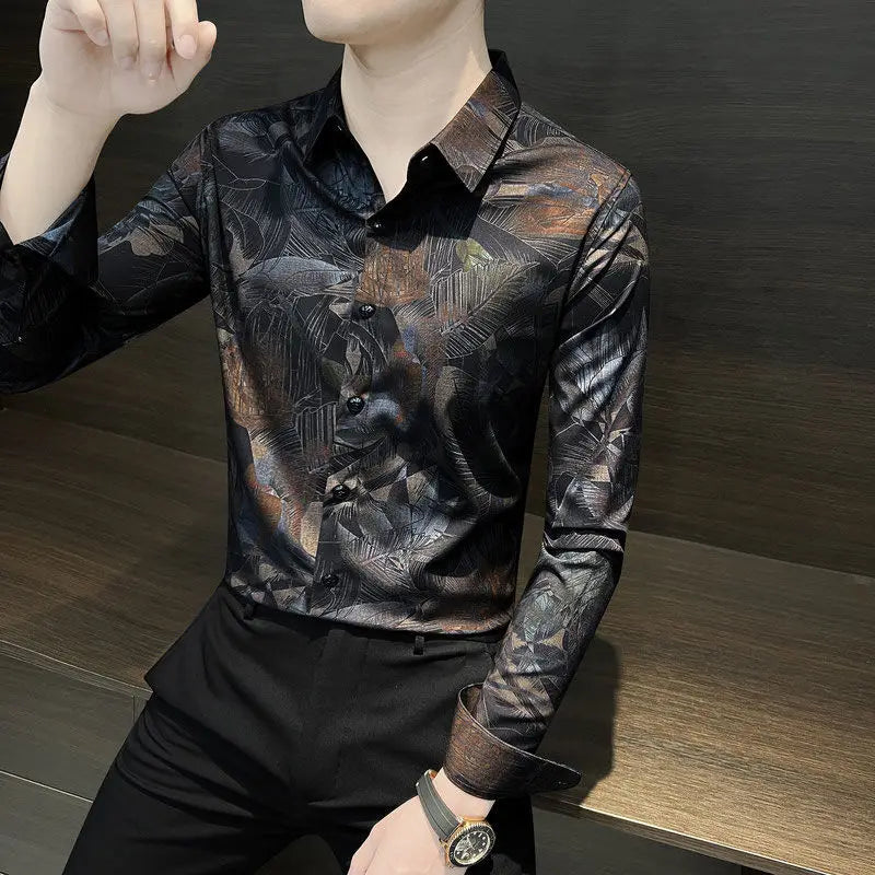 Floral Shirt Man Long-sleeved Spring and Autumn Summer Thin Fashion Floral Men Casual Cardigan