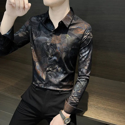 Floral Shirt Man Long-sleeved Spring and Autumn Summer Thin Fashion Floral Men Casual Cardigan