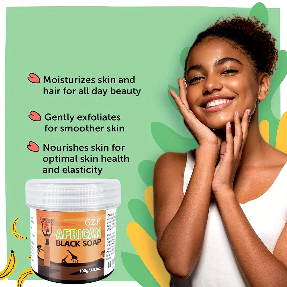 GZE 3-in-1 Face African Black Soap - Natural Ingredients