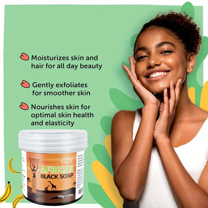 GZE 3-in-1 Face African Black Soap - Natural Ingredients