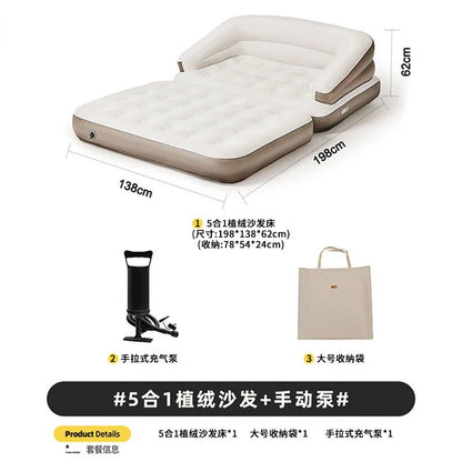 Inflatable Bed Double Person Inflatable Air Lazy Sofa Outdoor Portable Foldable Camping Couple Rear Exhaust Cushion Bed Couch