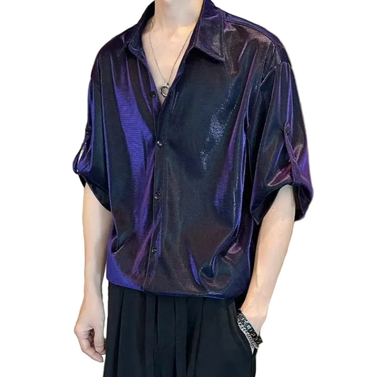 Men Satin Metallic Shirt