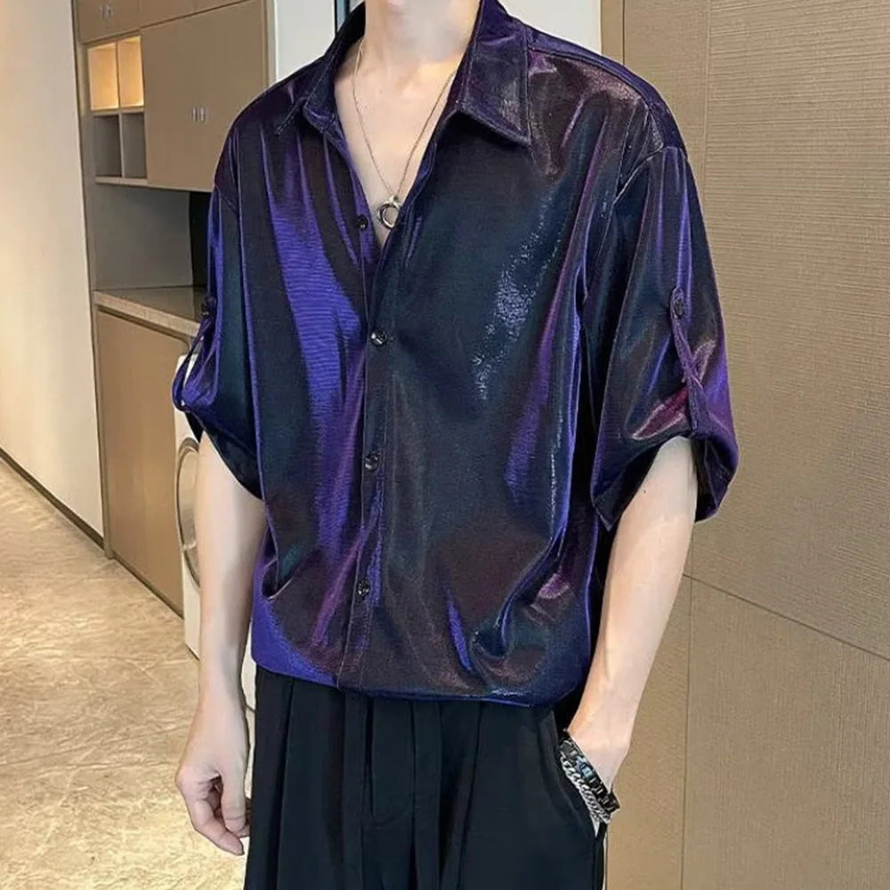Men Satin Metallic Shirt