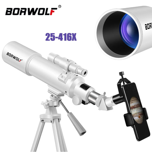 BORWOLF AZ70500 Refracting Astronomical Telescope 70MM large Aperture 25X-416X - for observing the moon and planets
