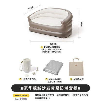 Inflatable Bed Double Person Inflatable Air Lazy Sofa Outdoor Portable Foldable Camping Couple Rear Exhaust Cushion Bed Couch