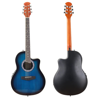 41" Round Back Electric Acoustic Guitar Cutaway Design - Folk Style