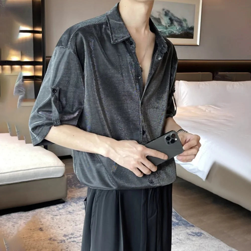 Men Satin Metallic Shirt