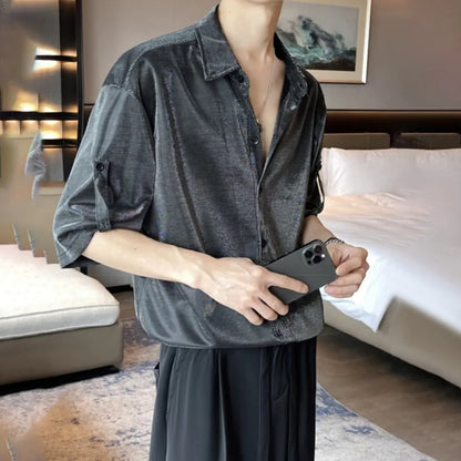 Men Satin Metallic Shirt
