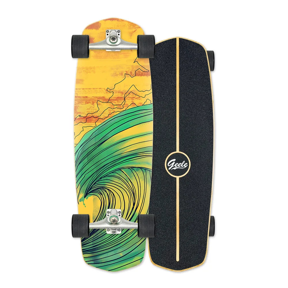 CX4 Land Surfboard Surfskate, Pedal-Free Surf Training Skateboard for Beginners