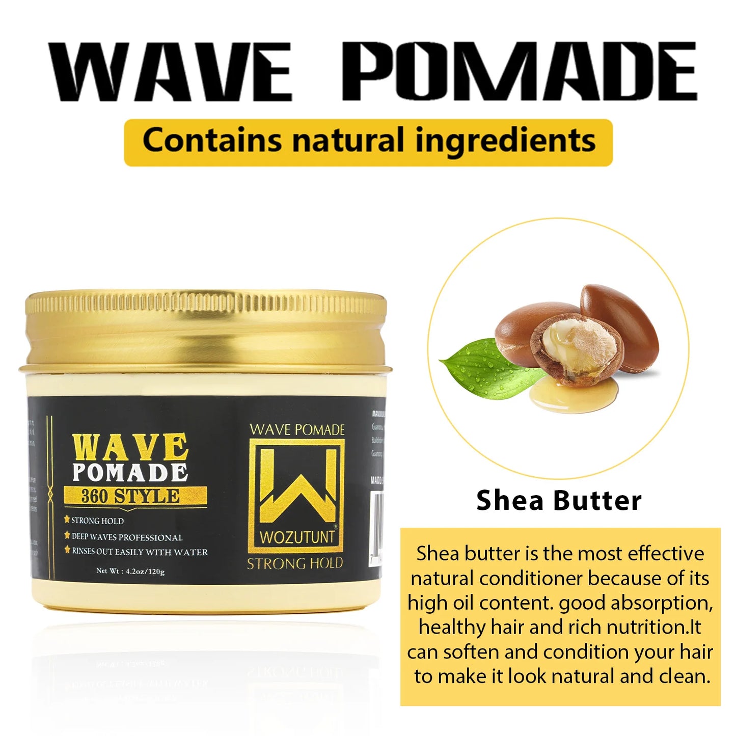 Shea Butter Wave Control Pomade Kit - 360 Style Strong Hold