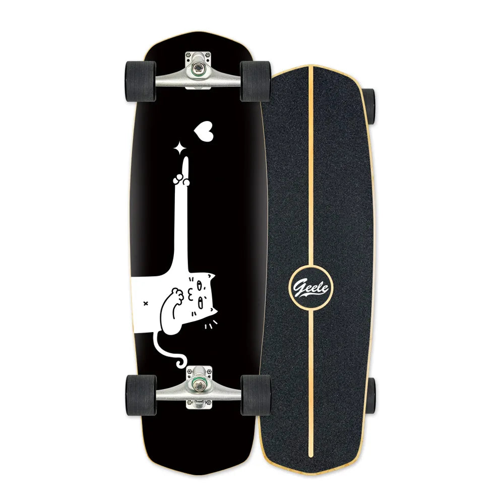CX4 Land Surfboard Surfskate, Pedal-Free Surf Training Skateboard for Beginners